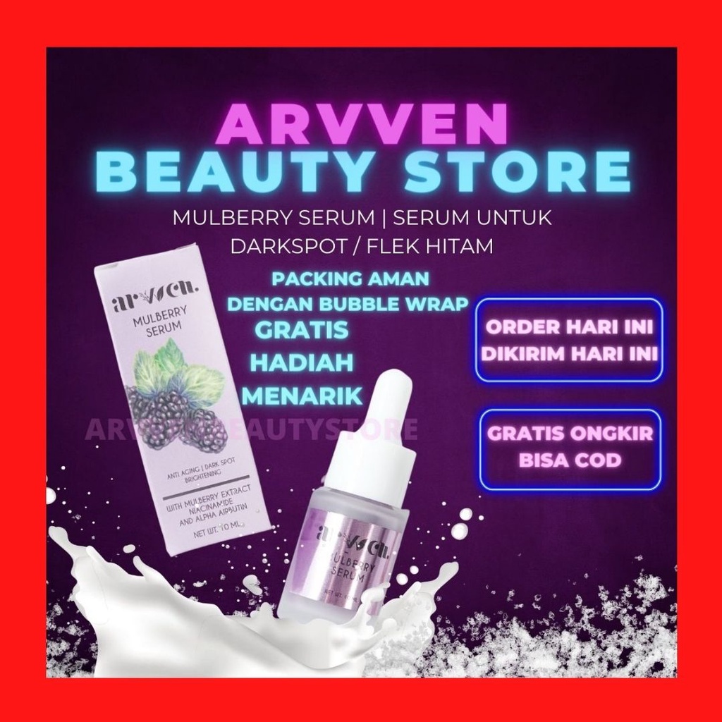 ARVVEN MULBERRY SERUM WAJAH ARVEN SERUM UNTUK DARKSPOT FLEK HITAM NODA HITAM BEKAS JERAWAT ARWEN KOS