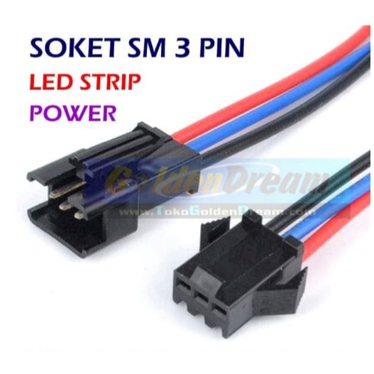 Soket Batre Kabel 3 Pin 1 Pasang Socket Sambungan LED DIY RC