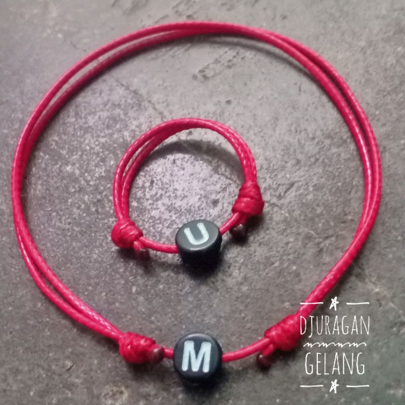 Set Gelang Cincin Inisial Nama Inisial Huruf