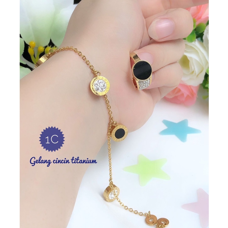 (MEI) Set Perhiasan TITANIUM Anti Karat Gelang Rantai Cincin Cartier Modis Viral Mewah Aksesoris Wan