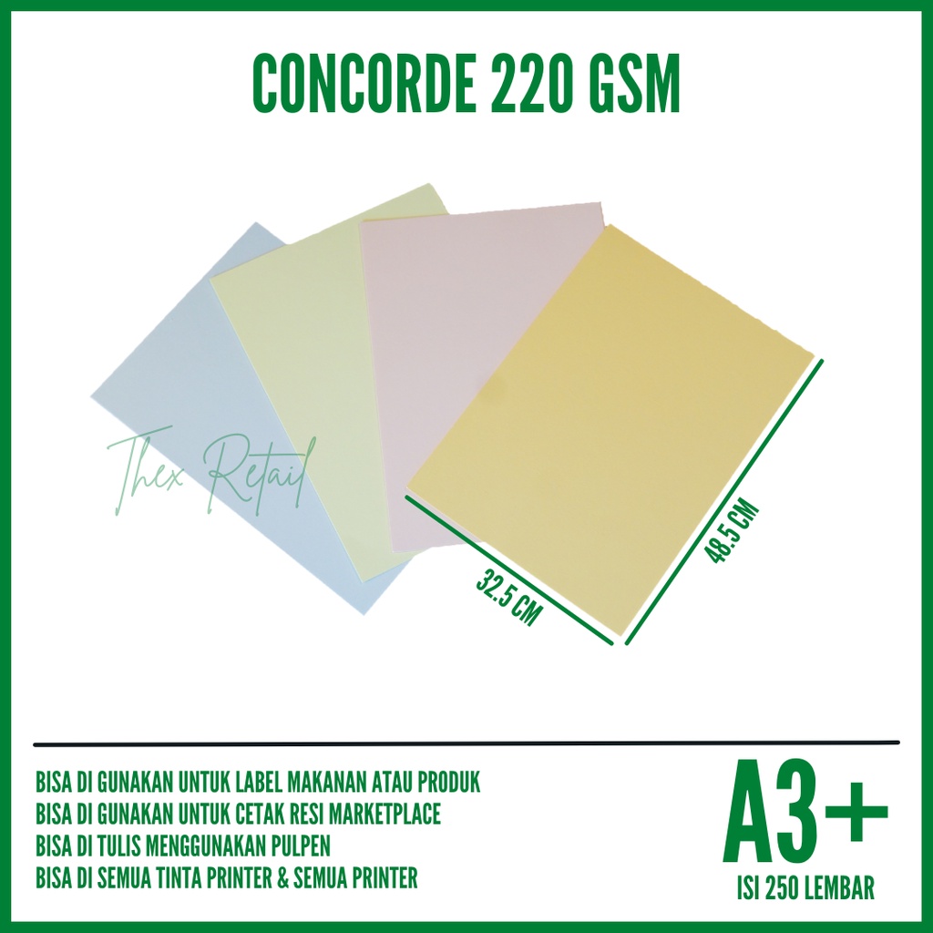 

Kertas Concorde 220 Gsm A3 PLUS - isi 250 lembar / Kertas Surat / Concorde / Kertas Concorde A3+