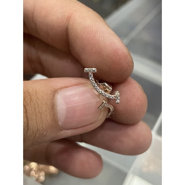 Anting duduk anak dan dewasa emas asli kadar 750 75% 22 17k infinity permata putih giwang kerabu paku cucuk stud