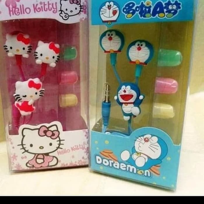 JG - HEADSET / HANDSFREE KARAKTER DORAEMON &amp; HELLO KITTY