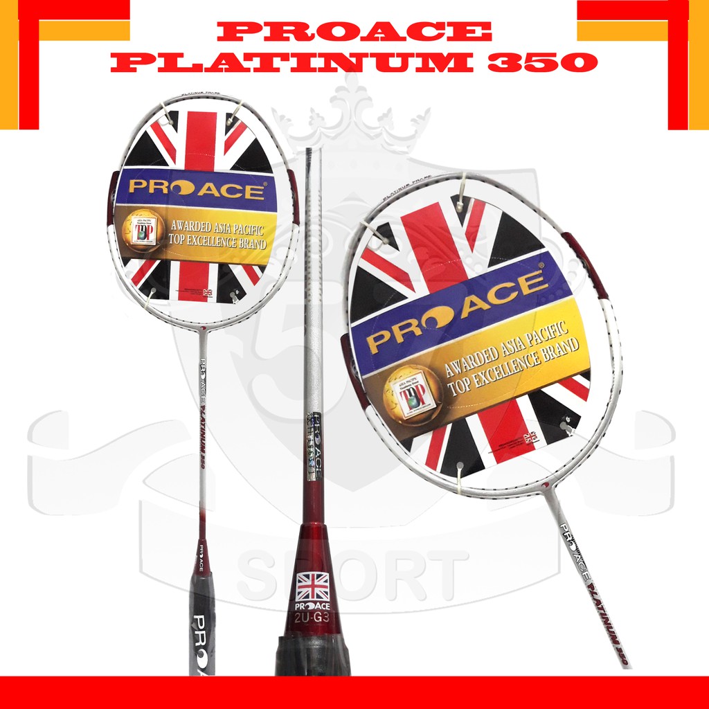 Raket Original Pro Ace Platinum 350 Bonus Komplit Badminton
