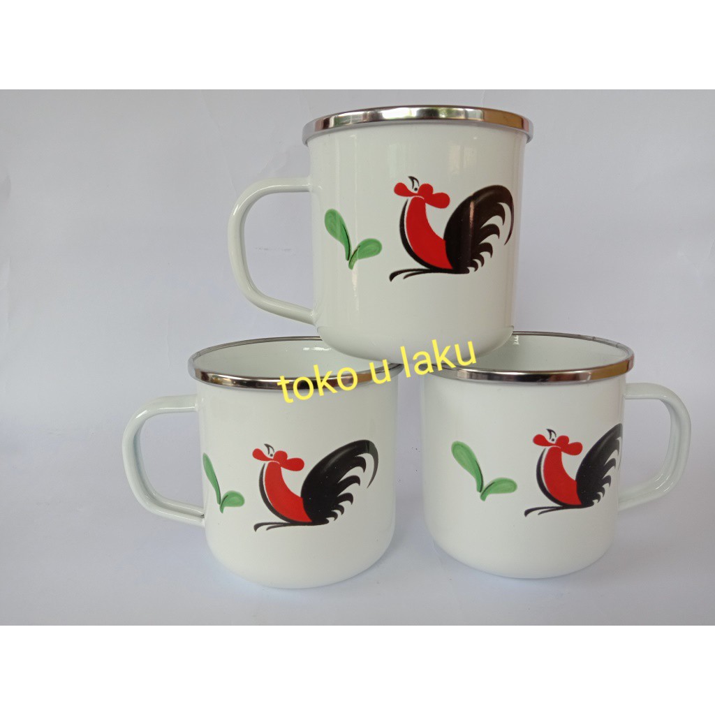 MUG CANGKIR  ENAMEL CANGKIR  AYAM JAGO CANGKIR  MINUM LUCU 