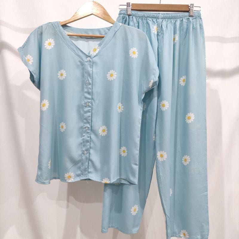 PIYAMA RAYON | PIYAMA VNECK | PIYAMA KEKINIAN | BAJU RUMAHAN-KCPD D