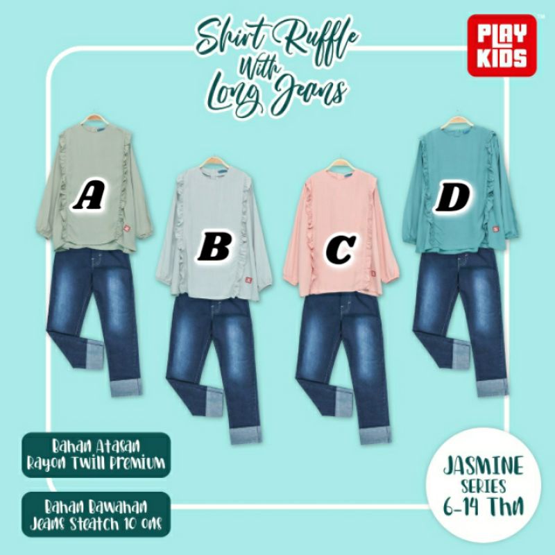 READY❗Shirt Ruffle with Long Jeans Jasmine Series 6 - 14T by Playkids