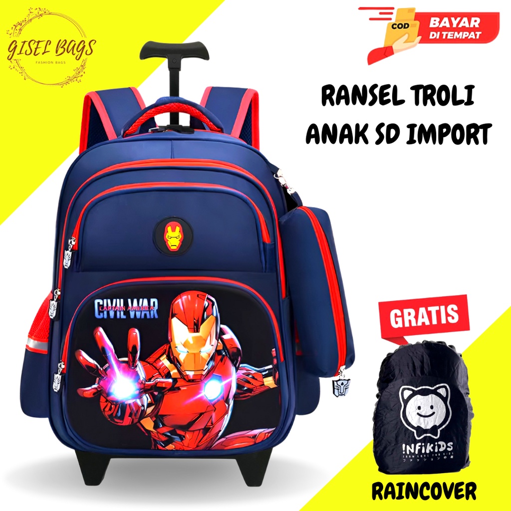 GB Tas dorong anak laki laki import gambar karakter superhero unik