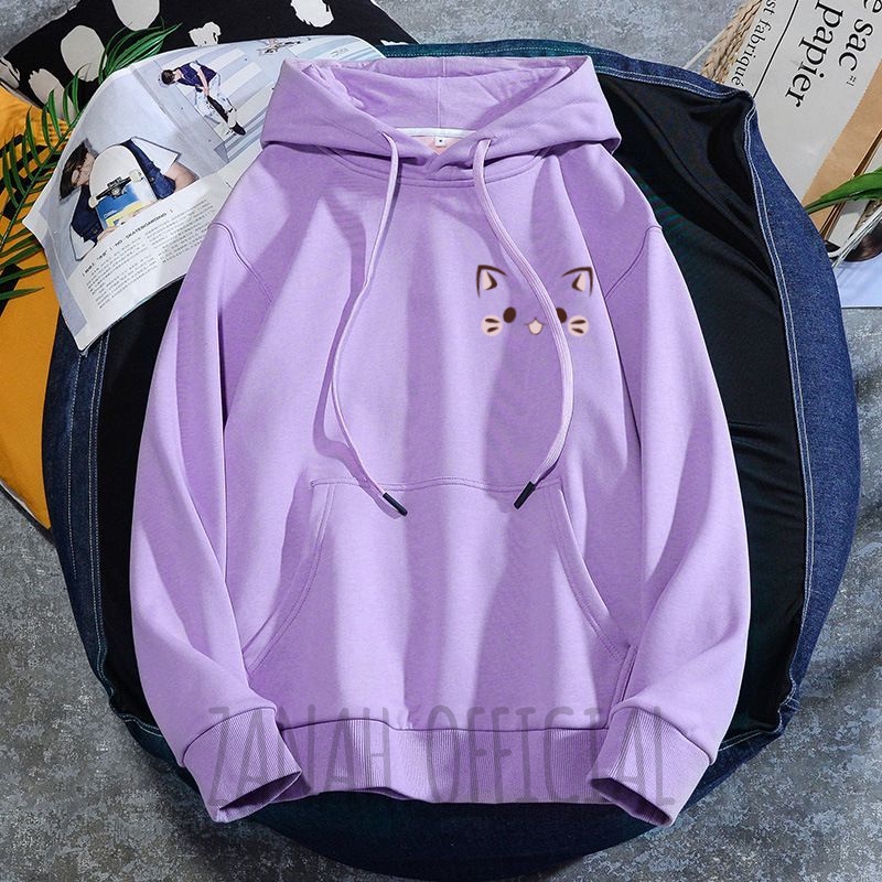 Hoodie Cewek Simpel Cat Bahan Banaya Korean Style Terbaru-2