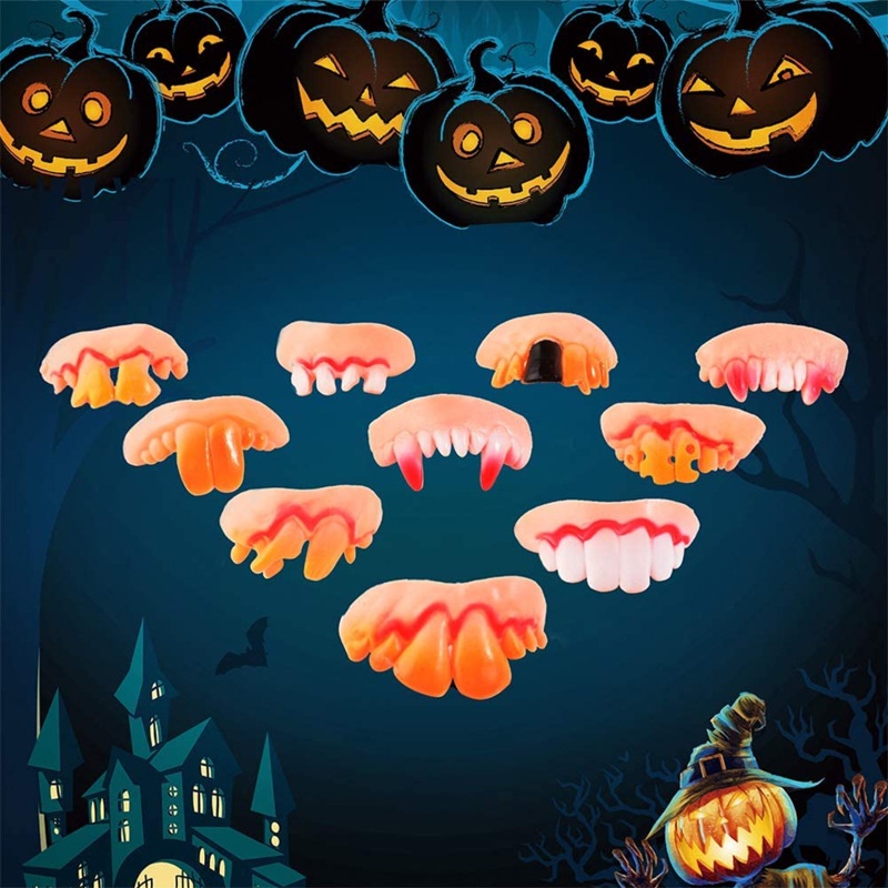 10pcs Mainan Gigi Palsu Vampire Untuk Dekorasi Halloween