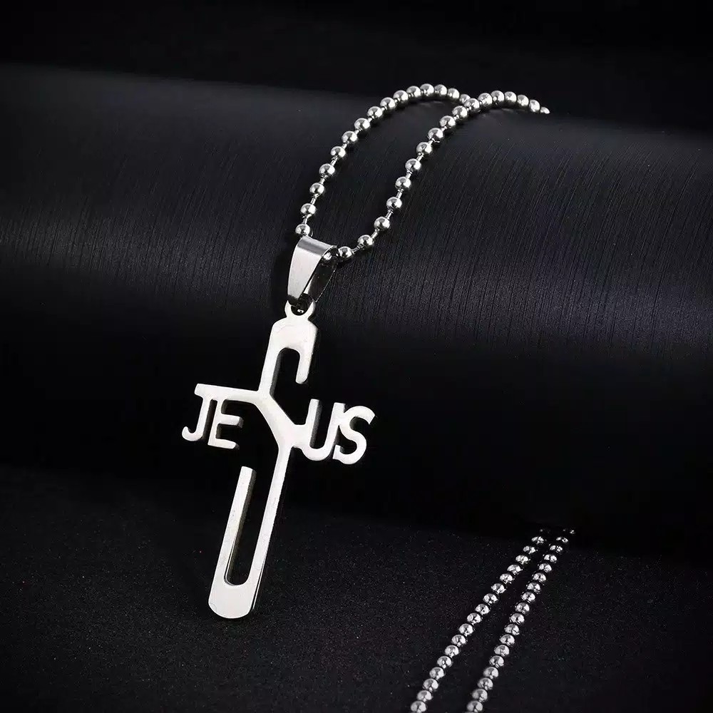 Kalung Stainless Steel Yesus Salib untuk Pria