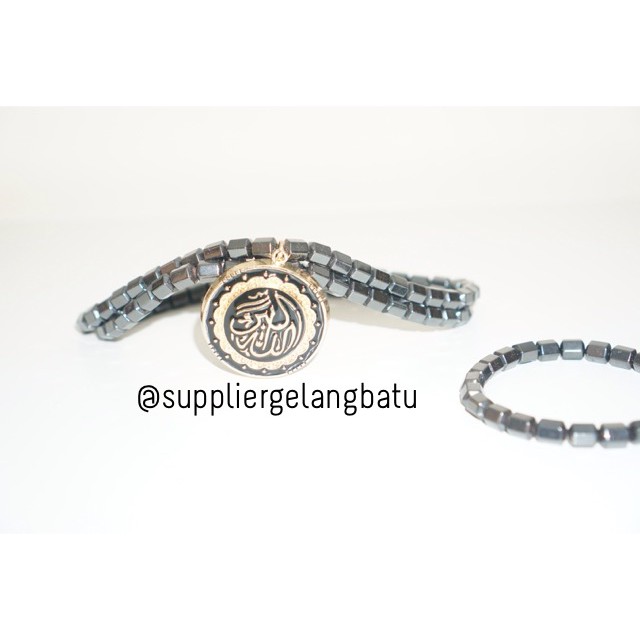 PROMO Kalung Ginsamyong Arab ALLAHU AKBAR TAKBIR Gold magnet KOREA kesehatan tourmaline bonus gelang