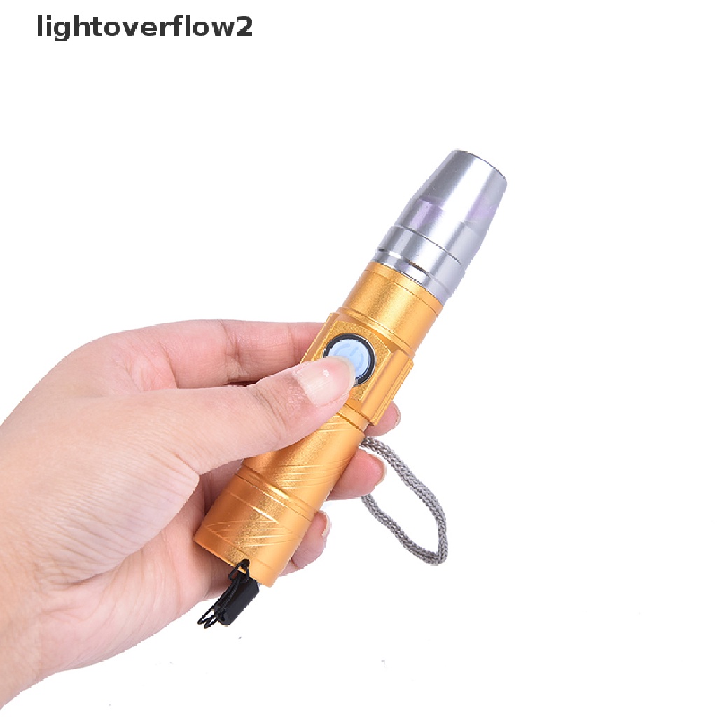 (lightoverflow2) Lampu Senter LED Ultraviolet 3 Mode 365nm Dengan Port Charger USB