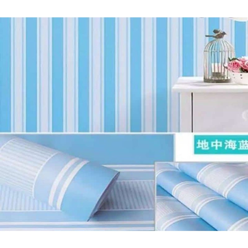 wallpaper dinding roll 10m x 45cm pvc sudah ada lemnya