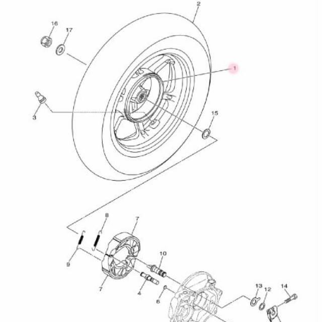 VELG PELAK PELEK BELAKANG FREEGO FREE GO FAZZIO FAZIO ASLI ORI YAMAHA B5D F5338 10 33