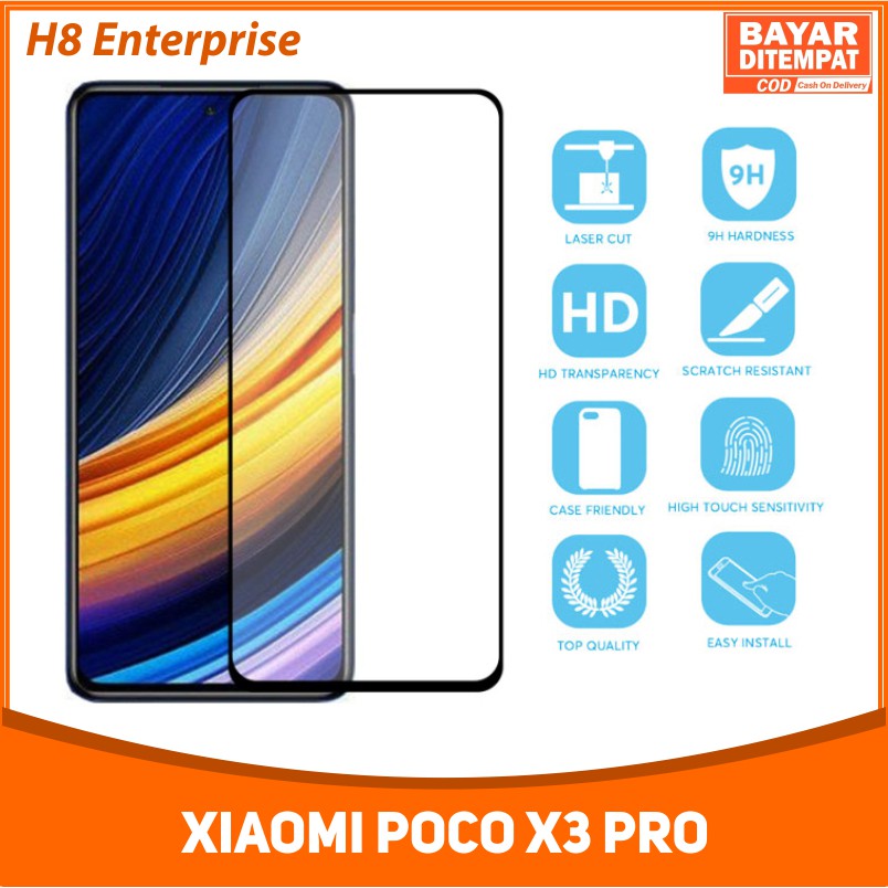 Tempered Glass 9D For Xiaomi Poco X3 Pro Tempered Glass Full Layar Full Cover Full Glue