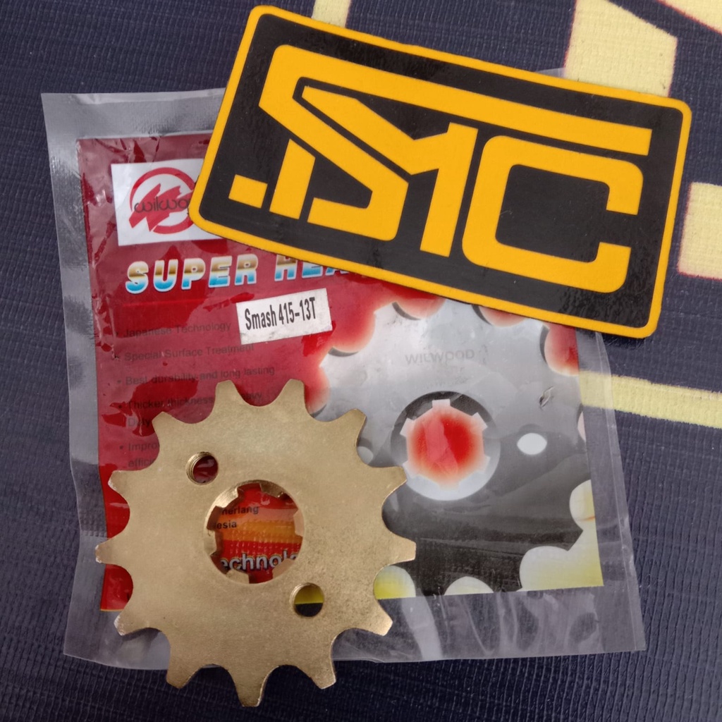 Gear Gir Depan Gigi / Front Sprocket Suzuki Smash / Shogun / Satria 2T 415 - 13T Wilwood Baja Gold-2