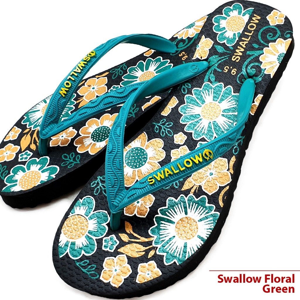 Sandal Jepit Wanita Swallow Floral Motif Bunga Original