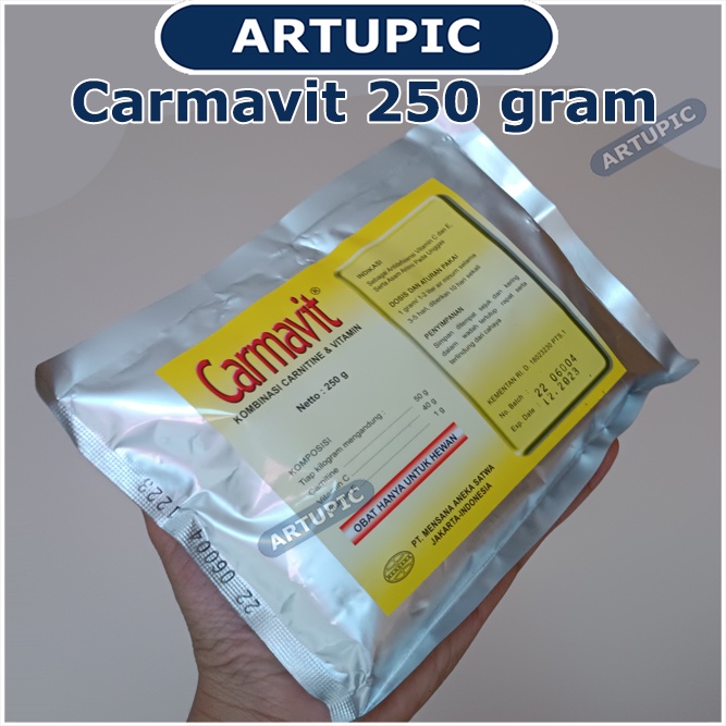 Carmavit 250 gram Vitamin C E Carnitine Ayam Unggas Anti Stres Mempercepat Pertumbuhan Ayam Daging