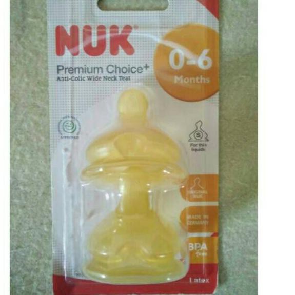 Penjualan Terbanyak.. Dot NUK Kuning Latex Wide Neck Premium Choice 0-6 Bulan