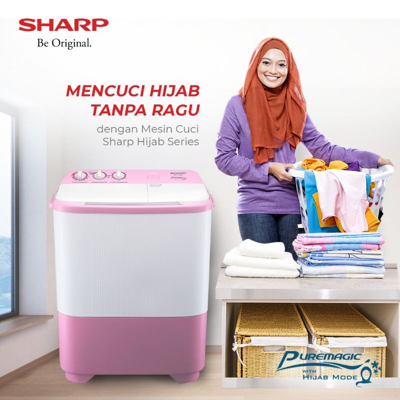 Sharp Mesin Cuci 2 Tabung 7.5 KG [Hijab Series] - ES-T79SJ / ES T79SJ / ES T 79 SJ / ES T 79SJ / EST79SJ