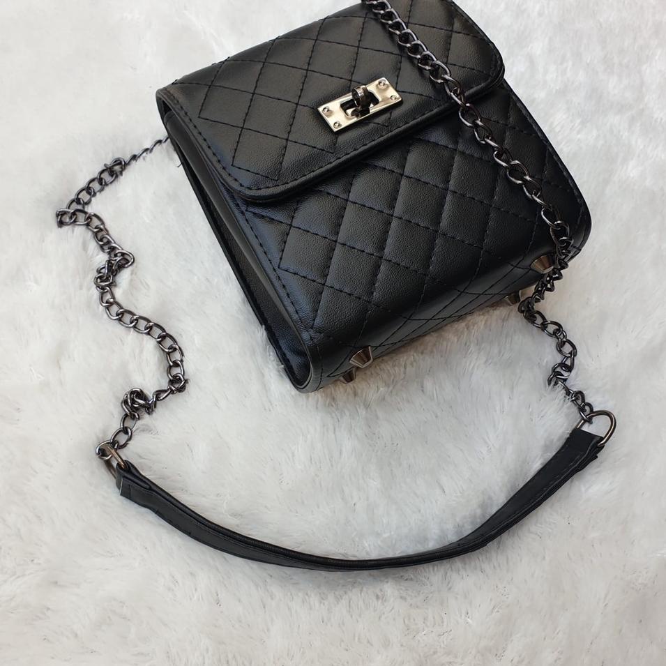 ♪ Tas Wanita Selempang Embose Tali Rantai Tas Tenteng Rantai Ulir Emas Cewek Perempuan Enola ♠