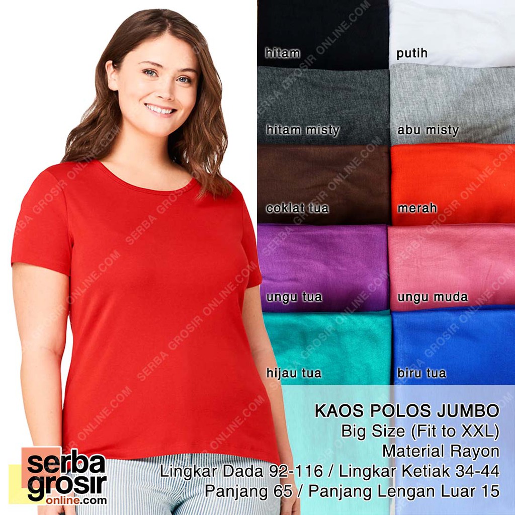 KAOS POLOS JUMBO WANITA Lengan Pendek Big Size Fit to XXL KAOS POLOS JUMBO WANITA Lengan Pendek Big Size Fit to XXL