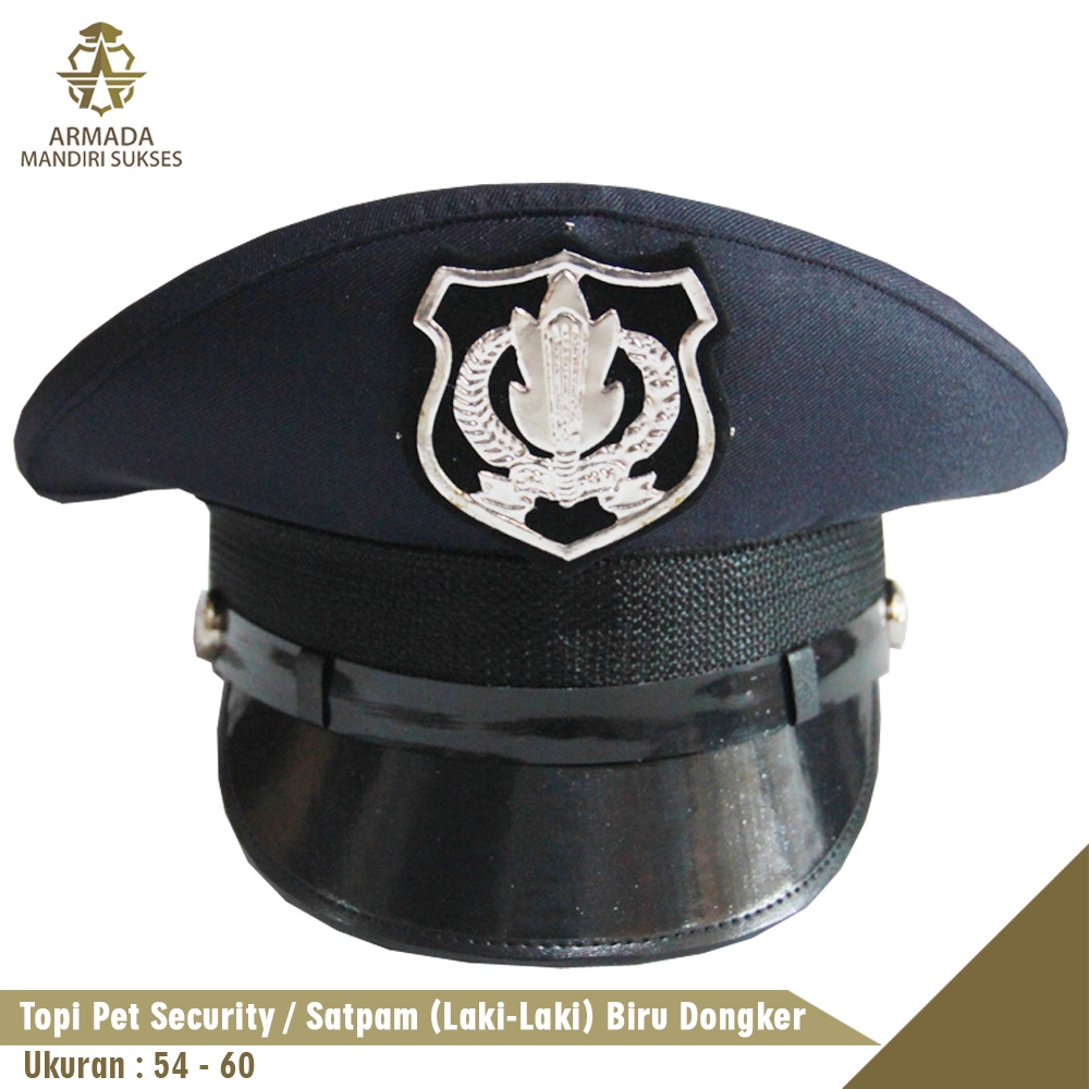 Topi Pet Satpam Biru - Topi Pet Security Biru