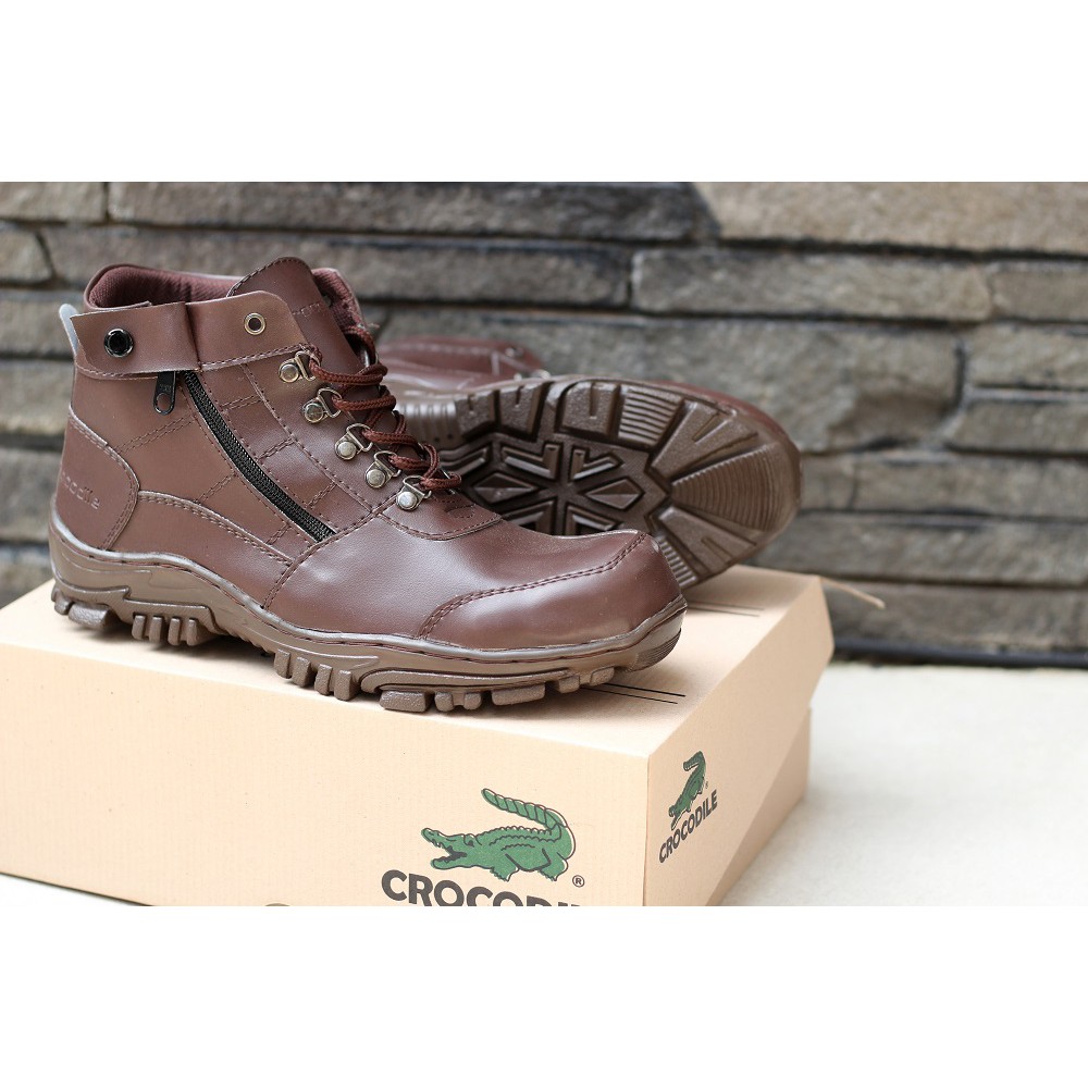 Sepatu Crocodile Morisey Safety Boots Ujung Besi Tracking Proyek Zipper Terlaris