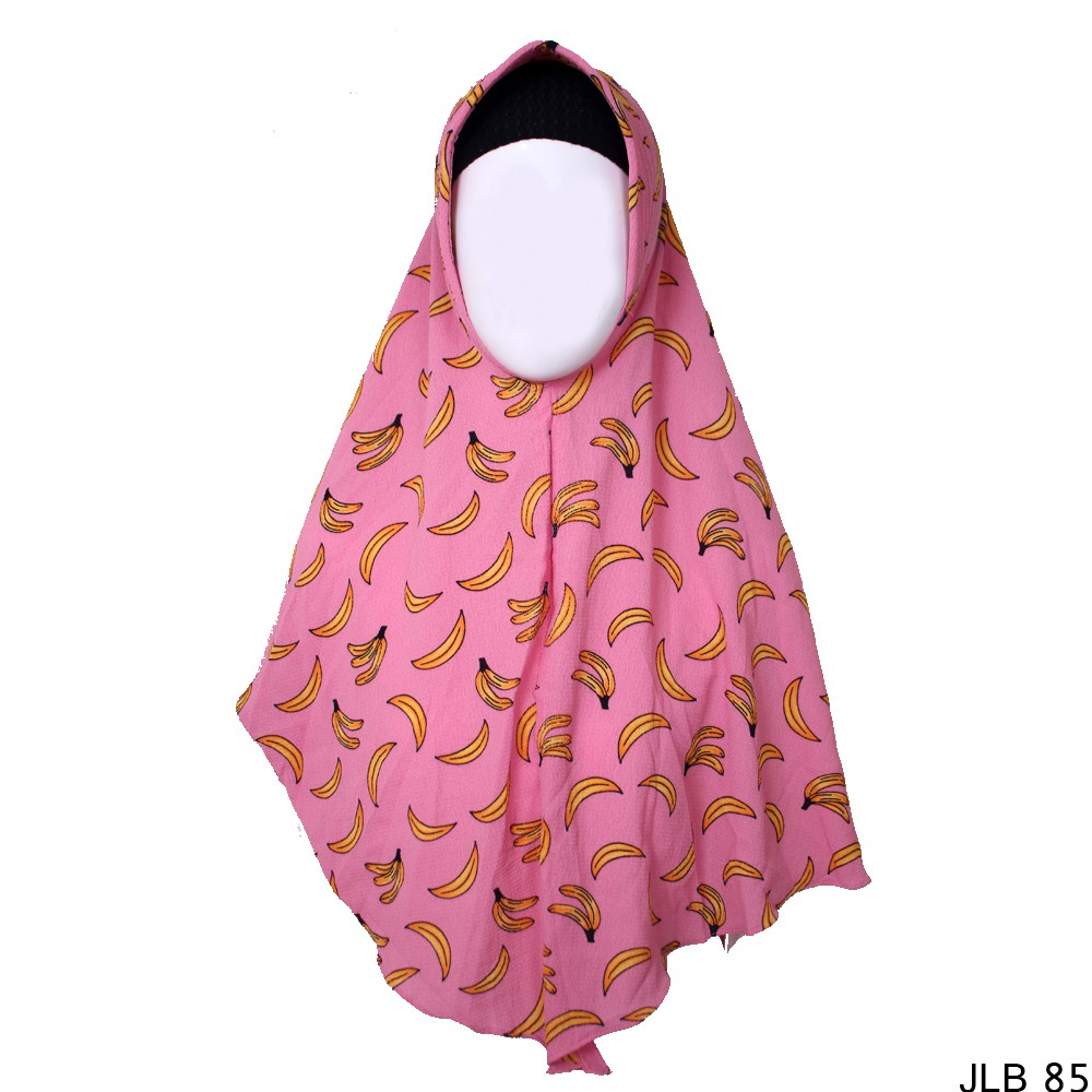 Kerudung Motif Pisang Bubble Pop Merah Muda - JLB 85