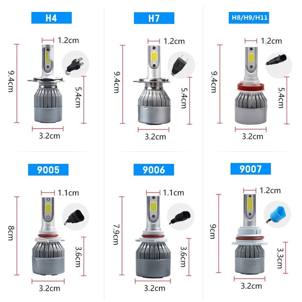 Lampu LED Mobil Headlight 1 PCS Lampu Utama C6 H4 36W 3800L 6000K