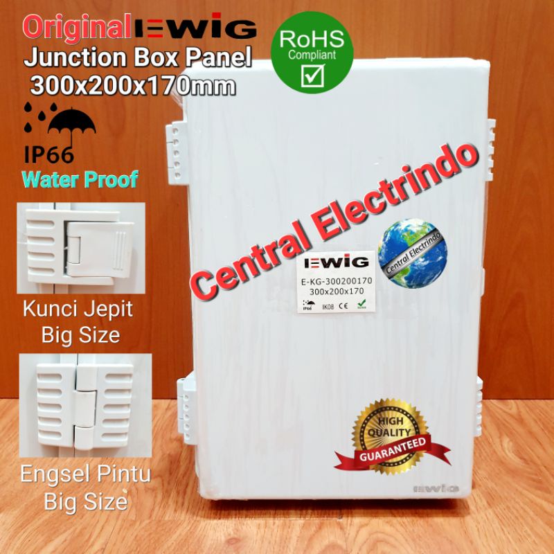 Junction Box Panel KG 300×200×170mm Plastik ABS EWIG With Base Plate.