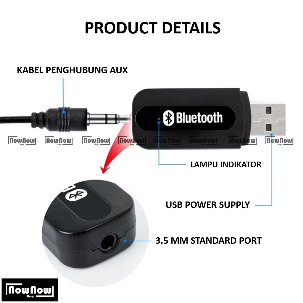 Bluetooth Receiver Wireless Audio Speaker Music Stereo With Jack 3.5mm Car Vehicle USB