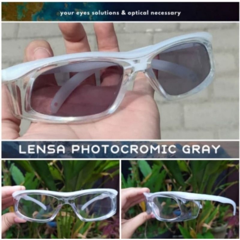 kacamata safety apd lensa photocromic normal/minus/cyl photocromic gray