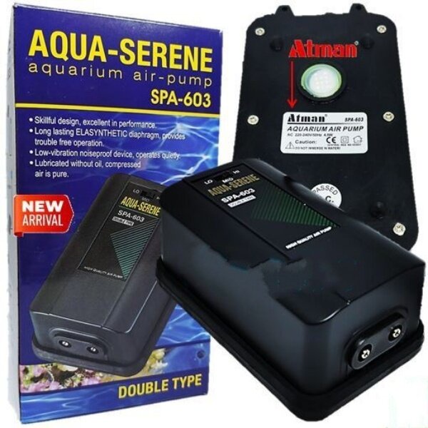 Pompa Udara Aerator 2 Lubang ATMAN SPA-603 Aquarium Air Pump SPA603