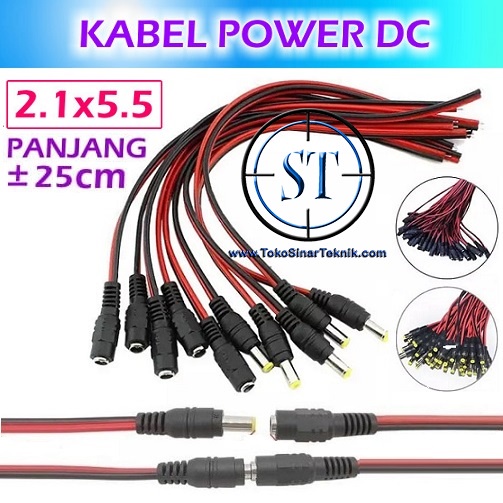 kabel Power Dc Male / Female Jack 2.1x5.5mm Wire Connector Colokan Cable CCTV DC Buntung DIY Adaptor