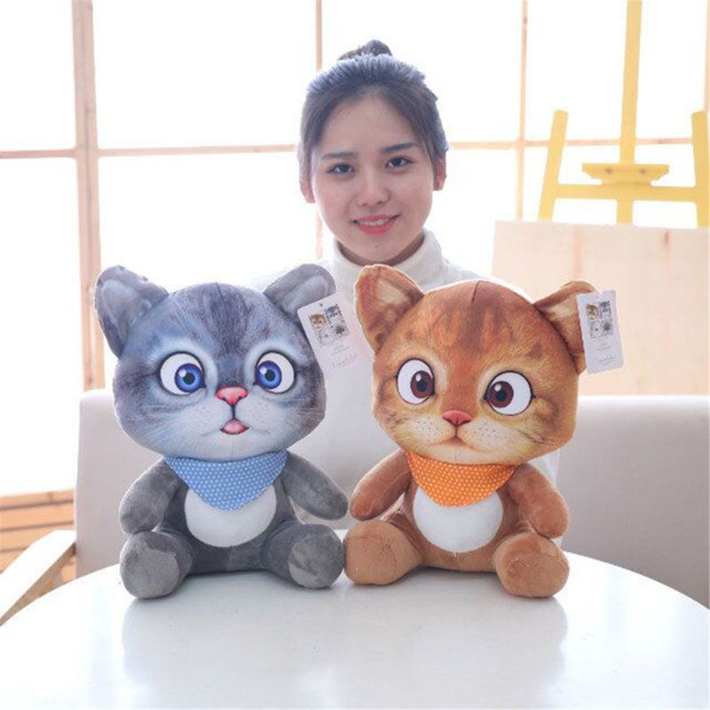 Mary 20cm Boneka Plush 3D Kitten Cushion Bantal Untuk Dekorasi Meja Emosi Menenangkan Non-Deform Office Ornament Mobil Accs