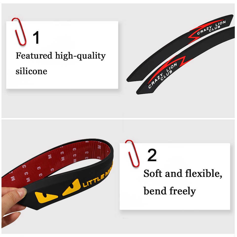 2Pieces Strip Karet Pelindung Pinggiran Fender / Bumper Mobil Anti Gores Silica Fender Guard Bar Silikon Anti Gores Fender Bumper Guard