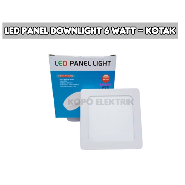 Lampu Panel Downlight LED 6 Watt / 6W Outbow Kotak Putih