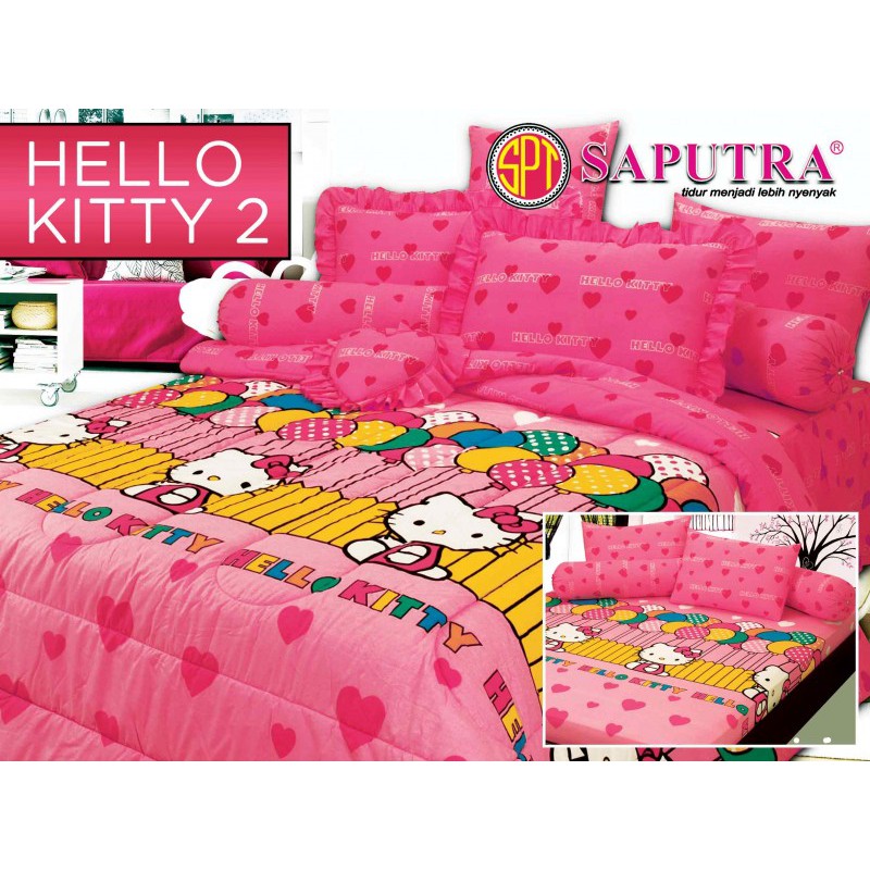 Bed Cover Set Sprei Rumbai Saputra 180 X 200 Hello Kitty 2 Shopee Indonesia