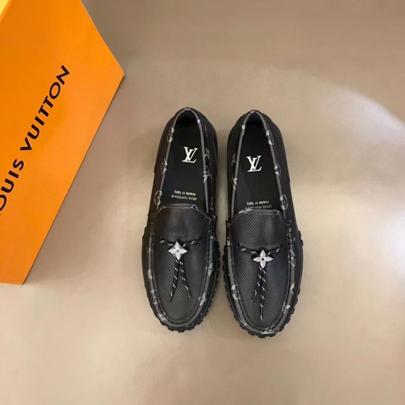 sepatu pria lv loafer cowok slip on shoes men slide kulit hitam P1SHOES