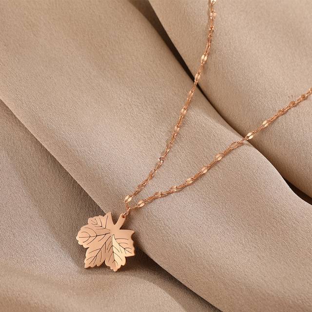 Kalung Titanium Korea Anti Karat Model Daun