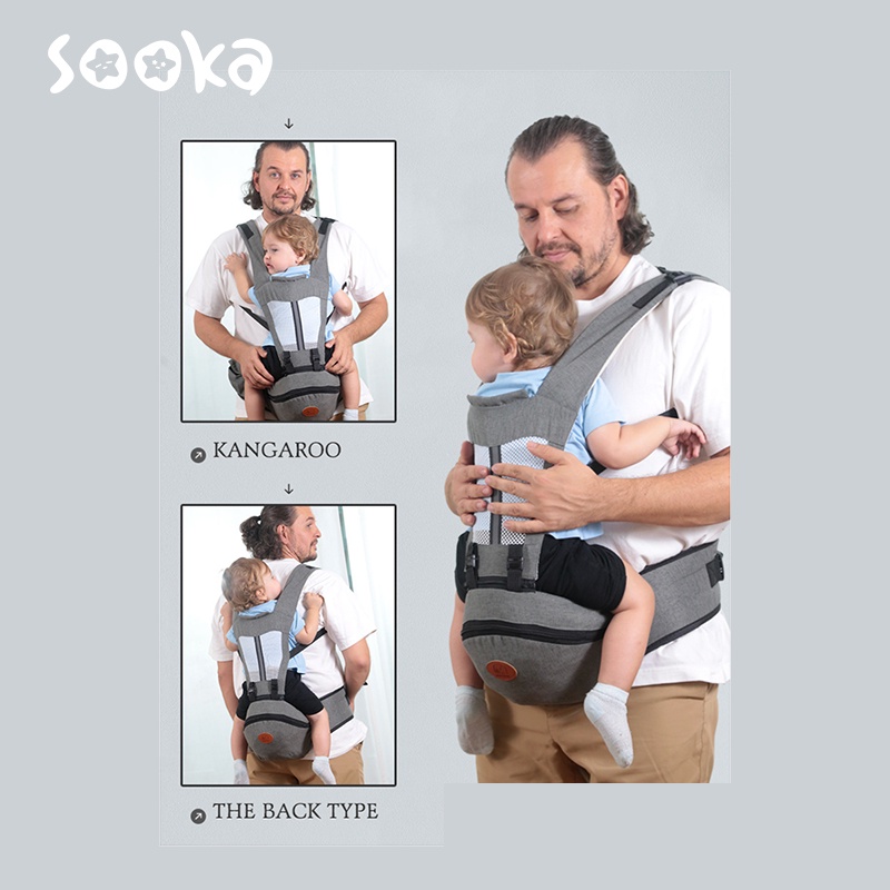 SOOKA Gendongan Bayi Depan Hipseat Untuk Bayi 0-36 Bulan / Gendongan Bayi Berbagai Macam Cara Gendong Baby Carrier Ransel Multifungsi Perlengkapan Bayi SK-EDB1064