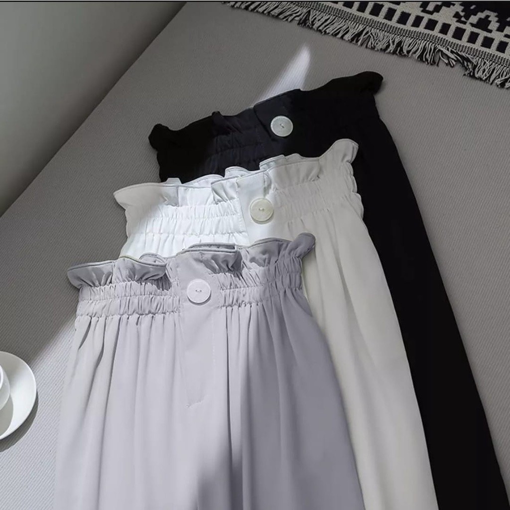 AV Store - Celana Wanita Kulot Panjang Terbaru 2022 Model Korea Leg Highwaist Pinggang Kerut Susun K