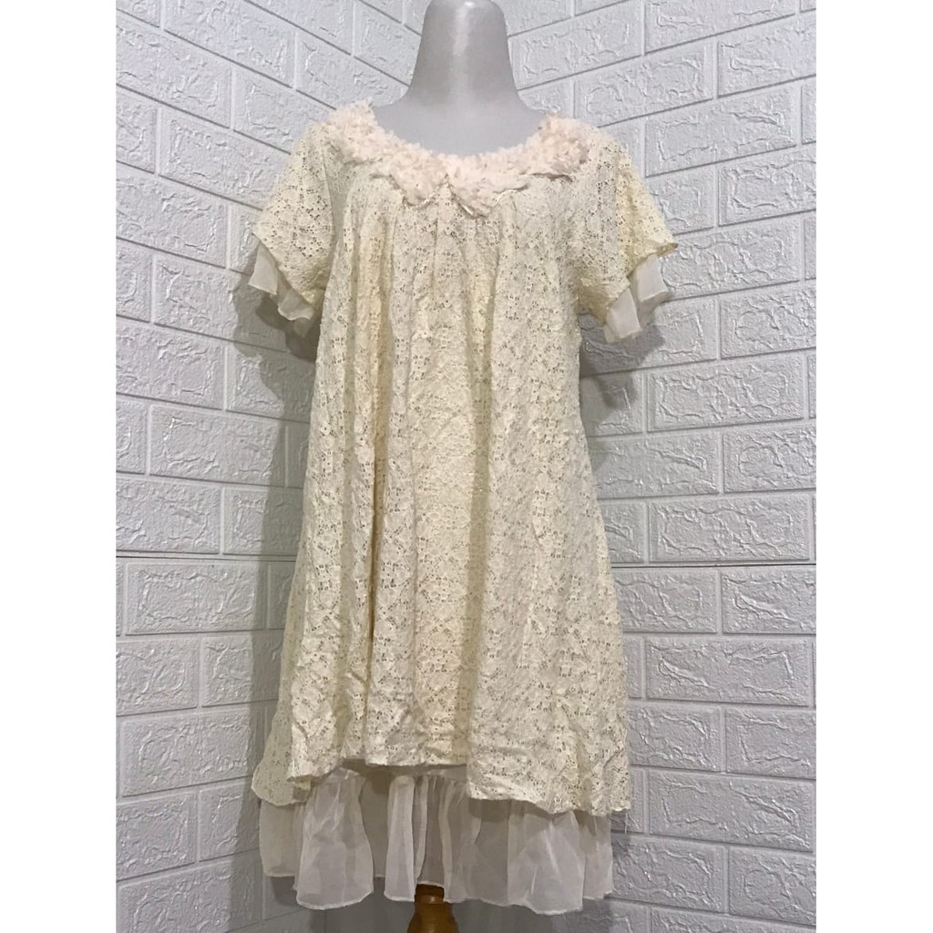 Dress Christmas/Dress Putih Gading/Dress Cream/Party Dress/Casual Dress/Terusan Wanita Joey 039