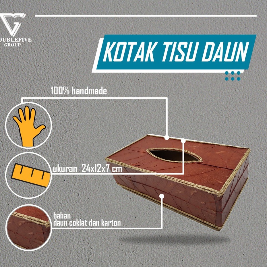 Tempat tissue Kotak Tissue tissue box Tisu Daun Coklat 24x12x7 cm