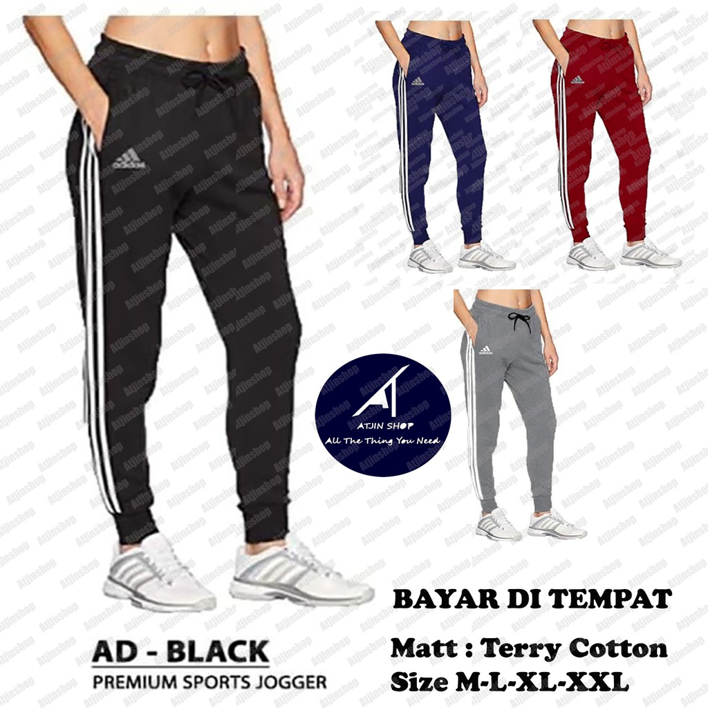 Atjin-Celana Jogger Panjang Premium AD Pria Wanita Bahan Baby Terry Lembut