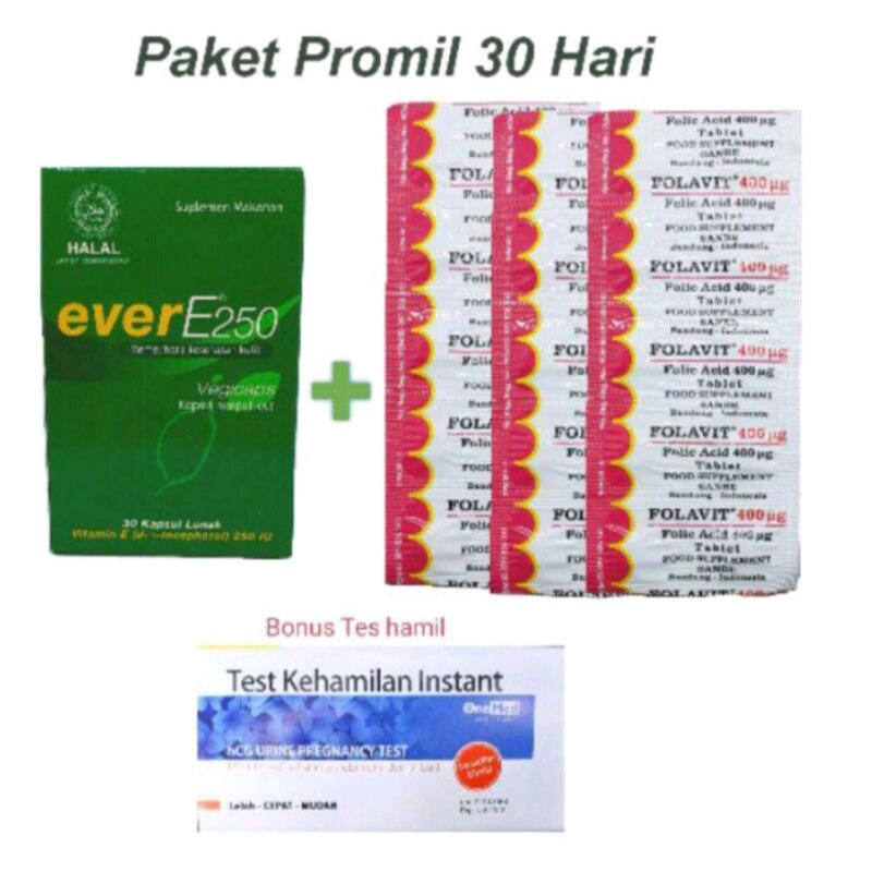 PAKET PROMIL 30 HARI PROGRAM HAMIL 3 STRIP FOLAVIT DAN EVER E BOTOL ASAM FOLAT DAN ANTIOKSIDAN UNTUK PROGRAM KEHAMILAN