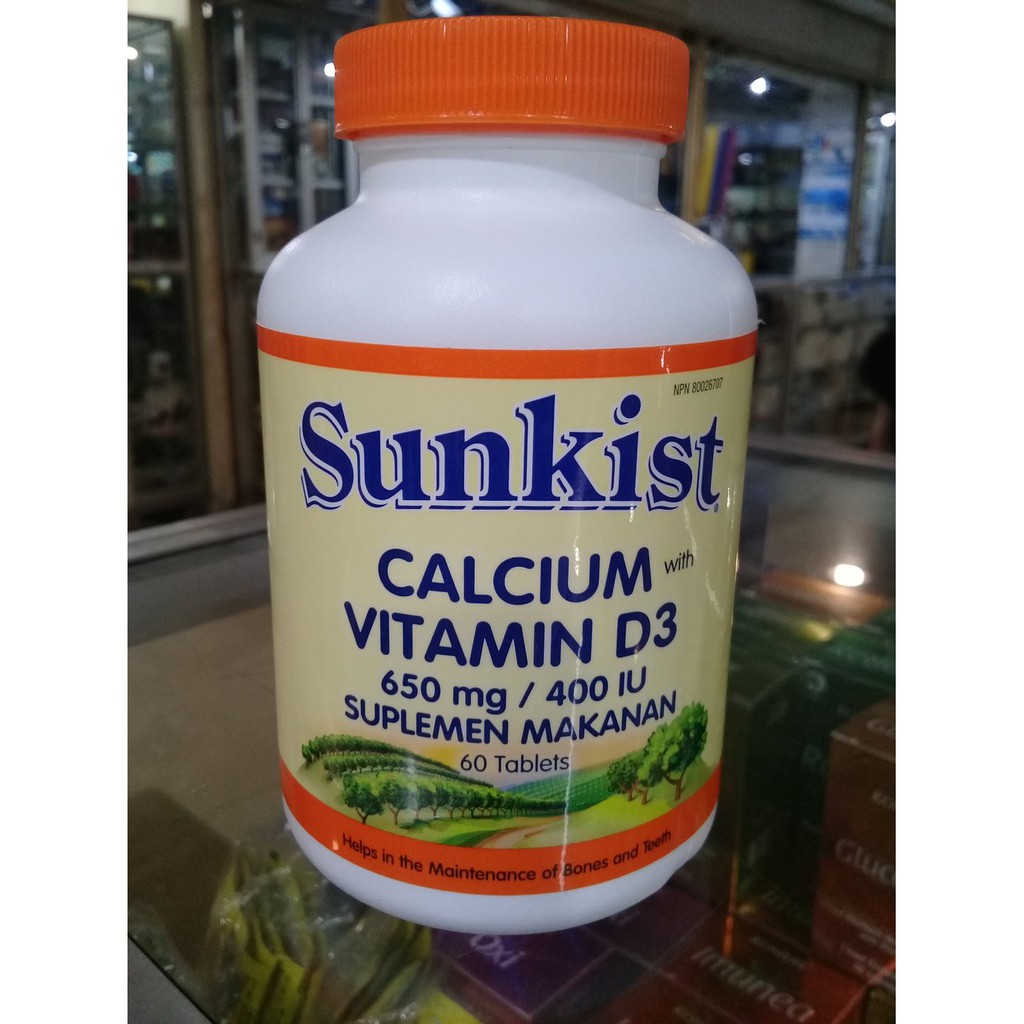 Jual Sunkist Calcium Vitamin D3 650Mg 400Iu 400 Iu Isi 60 Original  Bergaransi Jika Terbukti Palsu Indonesia|Shopee Indonesia