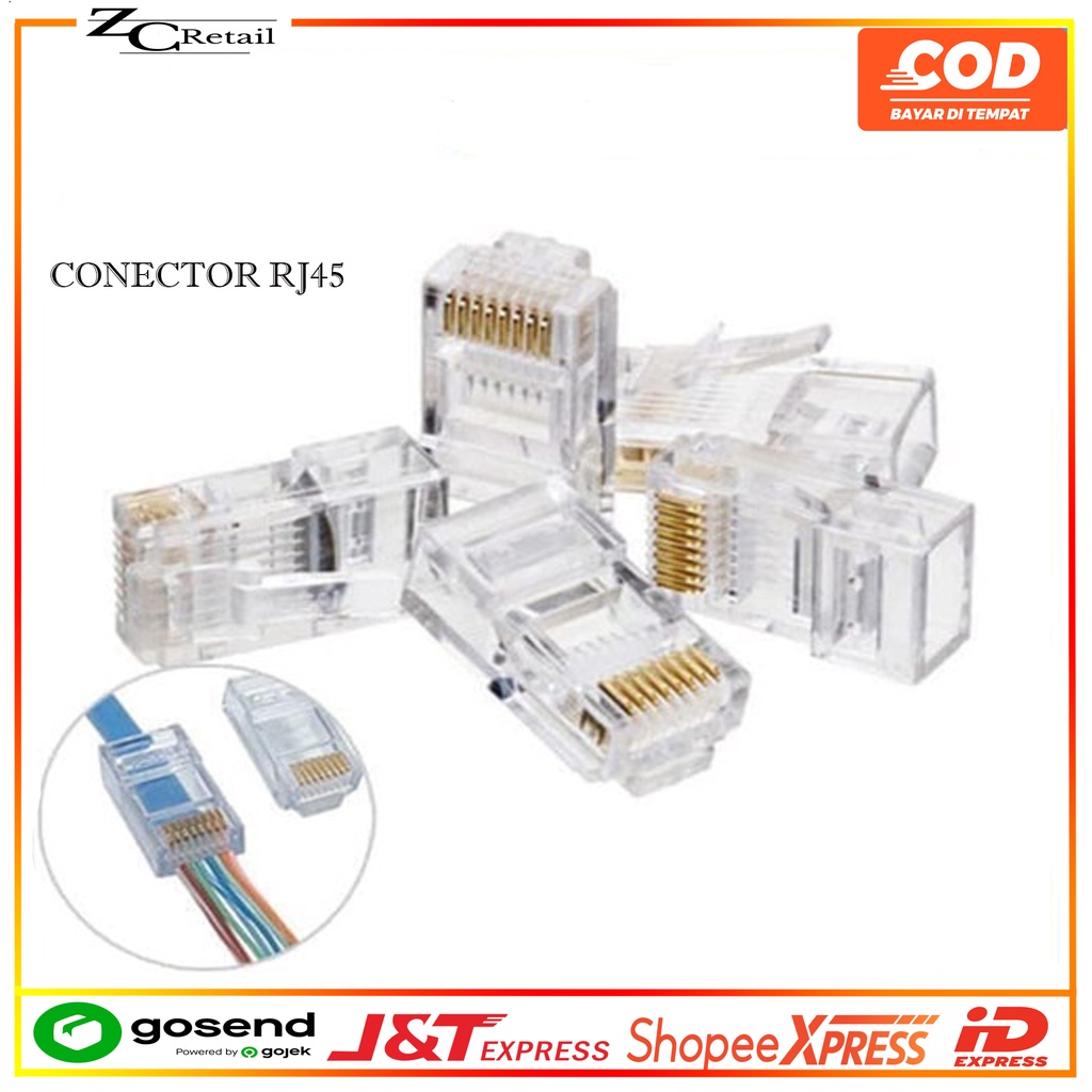 CONNECTOR CONECTOR KONEKTOR JARINGAN ENTERNET INTERNET RJ45 RJ 45 LAN CAT 5 CAT5 CAT 5E CREAMPING